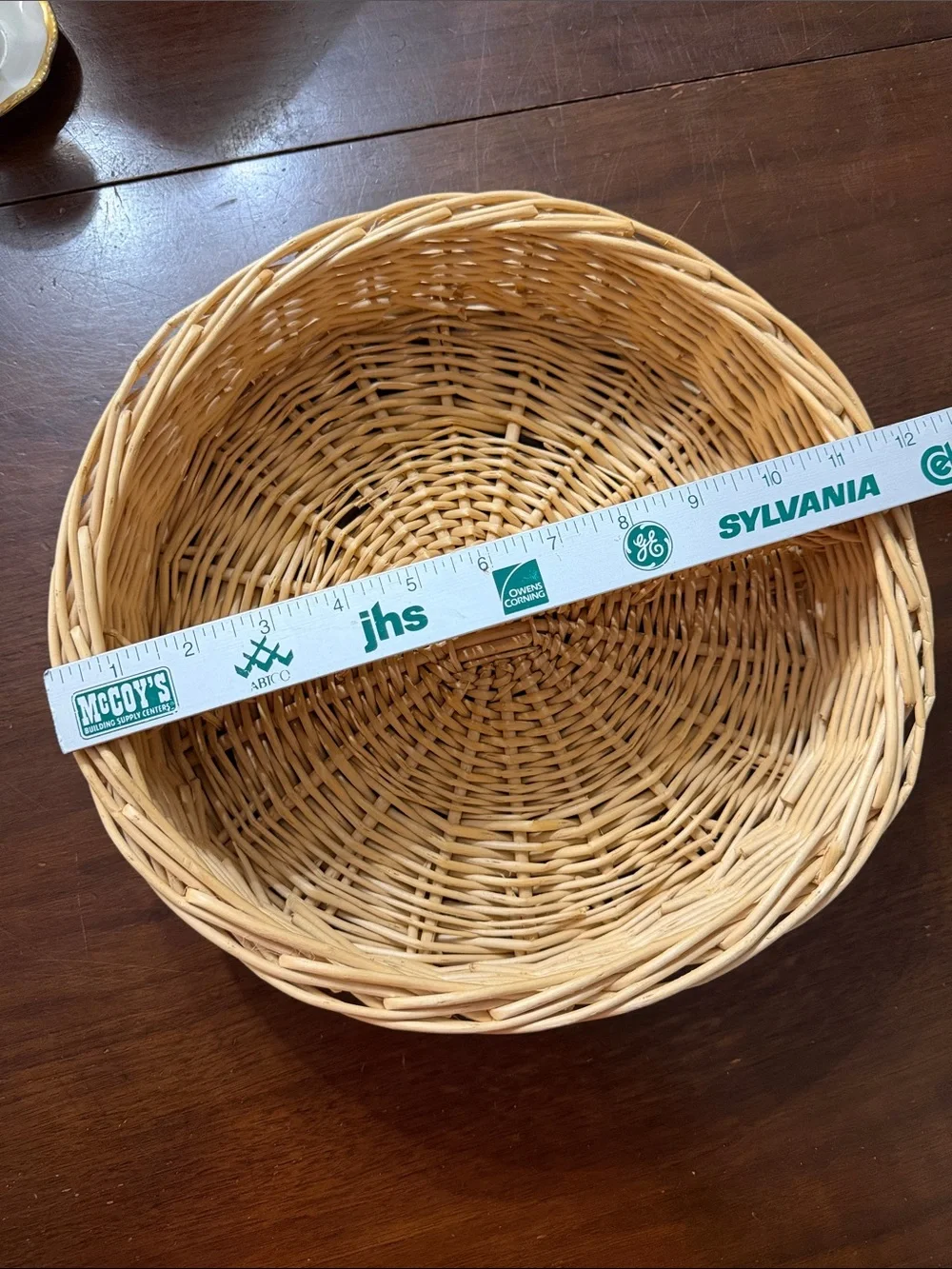 Handwoven Woven Ratton Wicker Divided Basket 12” Serving, Storage or Decorative